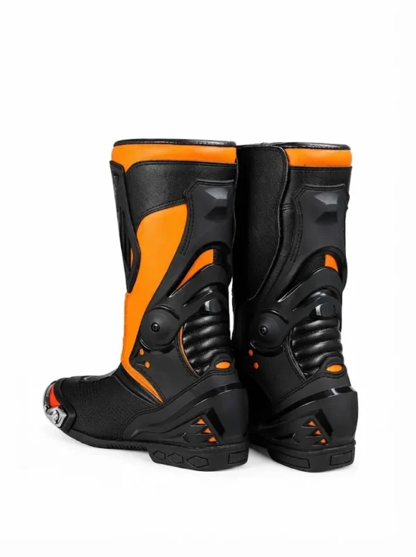 Custom Black & Orange Motorcycle Racing Boots | Peritum Moto