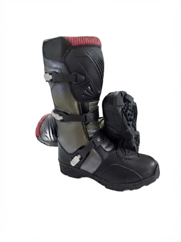 3 Custom Black, Grey & Red Motocross Racing Boots | Peritum Moto