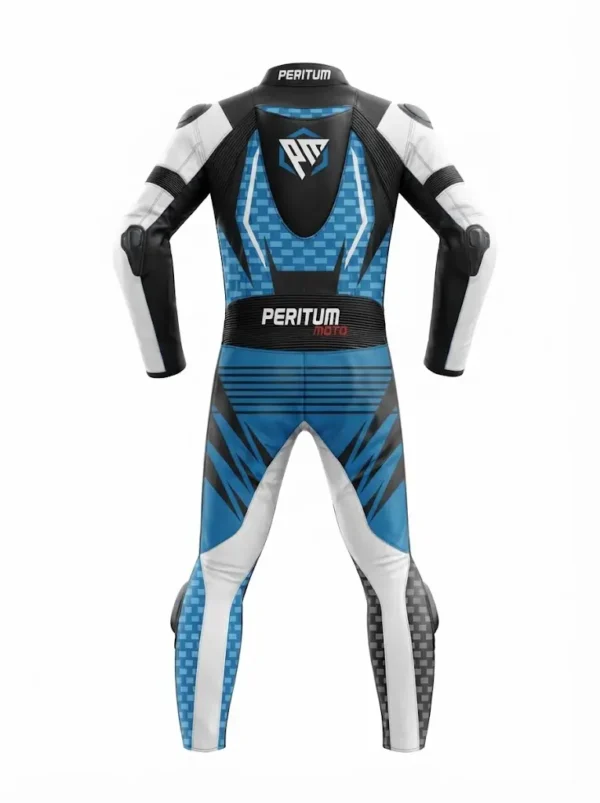 Custom Blue & Black 1-Piece Leather Motorcycle Racing Suit | Peritum Moto