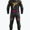 Custom Black, Gold & Pink 1-Piece Leather Motorcycle Suit | Peritum Moto