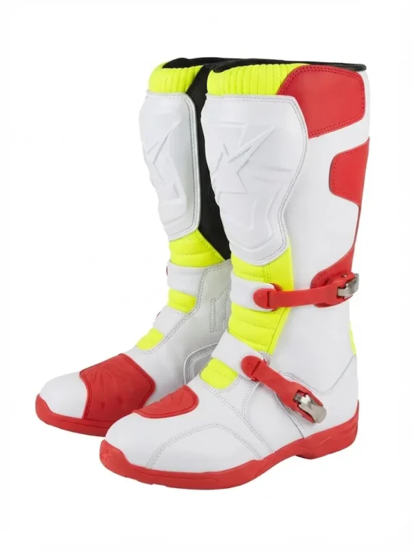 Custom White, Red & Yellow Motocross Racing Boots | Peritum Moto