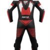 Custom Red, White & Black 1-Piece Leather Motorcycle Suit | Peritum Moto