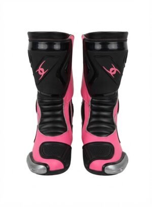 Custom Black & Pink Pro Leather Motorcycle Boots | Peritum Moto