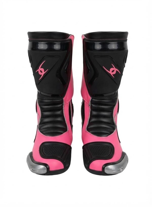 11 Custom Black & Pink Pro Leather Motorcycle Boots | Peritum Moto