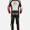 1111111 Custom White, Black & Red 2-Piece Leather Motorcycle Suit | Peritum Moto