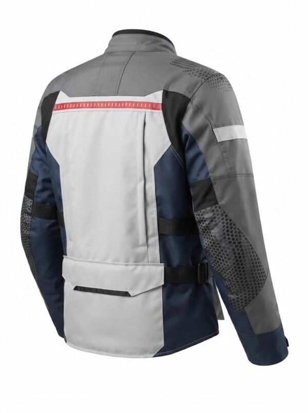 12 Custom Grey & Beige Adventure Touring Motorcycle Jacket | Peritum Moto