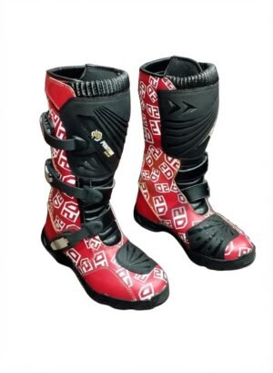 Peritum Moto Red & Black Custom Racing Boots (Professional Protective Footwear)