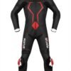 Custom Black & Red Graphic 1-Piece Leather Motorcycle Suit | Peritum Moto