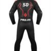 Custom Black & Red Graphic 1-Piece Leather Motorcycle Suit | Peritum Moto
