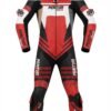 Custom Red, White & Black 1-Piece Leather Motorcycle Suit | Peritum Moto