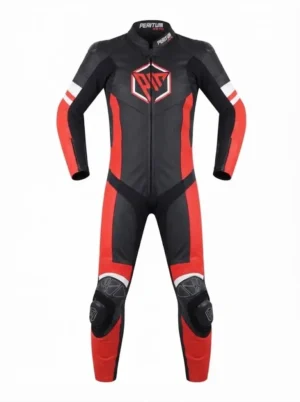 Custom Black & Red 1-Piece Motorcycle Racing Suit | Peritum Moto