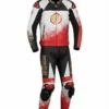 tr Custom White, Black & Red 2-Piece Leather Motorcycle Suit | Peritum Moto